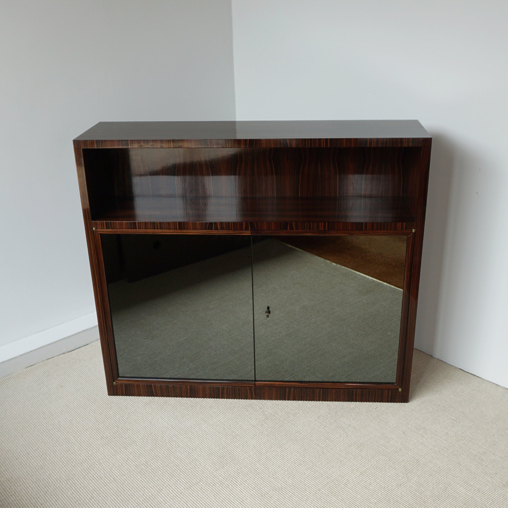 Exceptional Macassar Ebony and Frosted Mirrored bookcase cabinet -Jeroen Markies Art Deco 