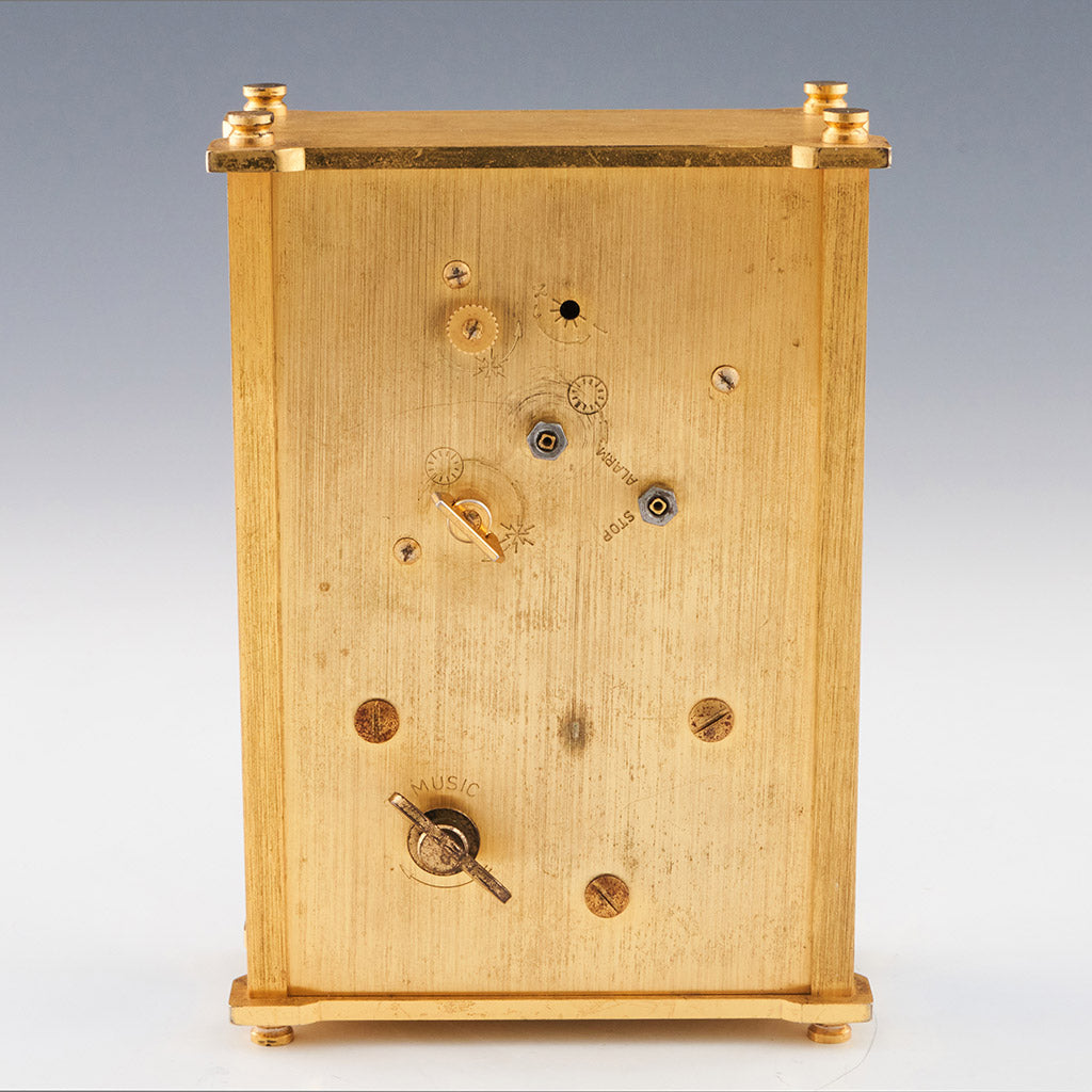 Mid-Century Jaeger Musical Alarm Clock with Gilt inset fish and wave numerals - Jeroen Markies Art Deco