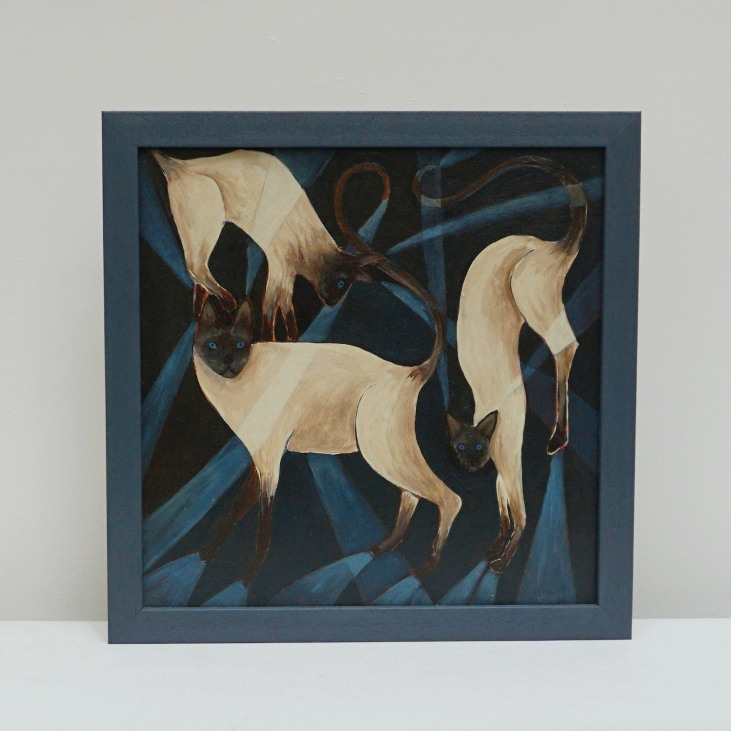 Three Siamese Cats by Vera Jefferson - Art deco Style Painting - Jereon Markies Art Deco