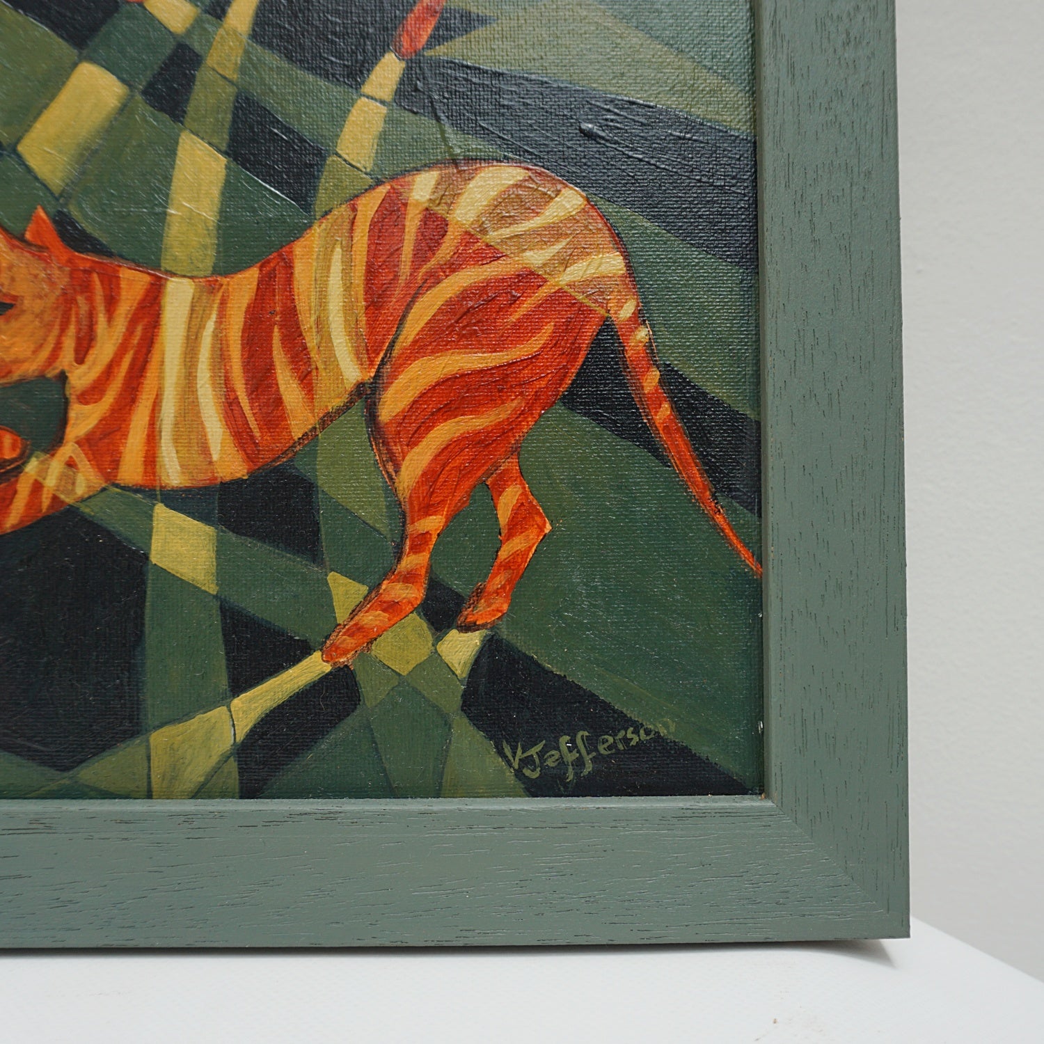 'Ginger Cats', A contemporary oil on canvas painting by Vera Jefferson depicting striped cats - Jeroen Markies Art Deco