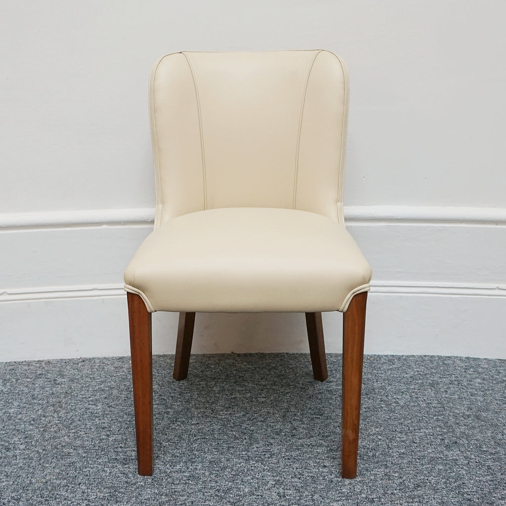 Art Deco Side Chair, Cream leather, desk accessory. Bur walnut Chair - Jeroen Markies Art Deco