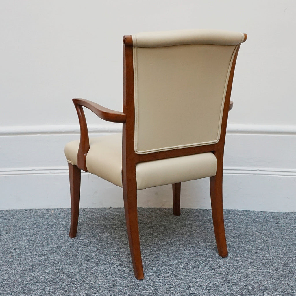 A Pair of Art Deco Side Chairs. Solid walnut, cream leather upholstery. 1930s seating. period chairs. art deco furniture - Jeroen Markies Art Deco