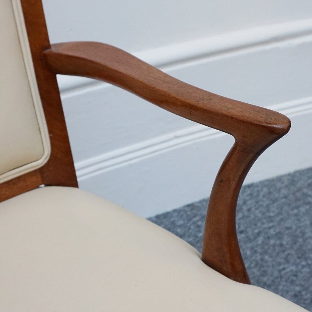 A Pair of Art Deco Side Chairs. Solid walnut, cream leather upholstery. 1930s seating. period chairs. art deco furniture - Jeroen Markies Art Deco