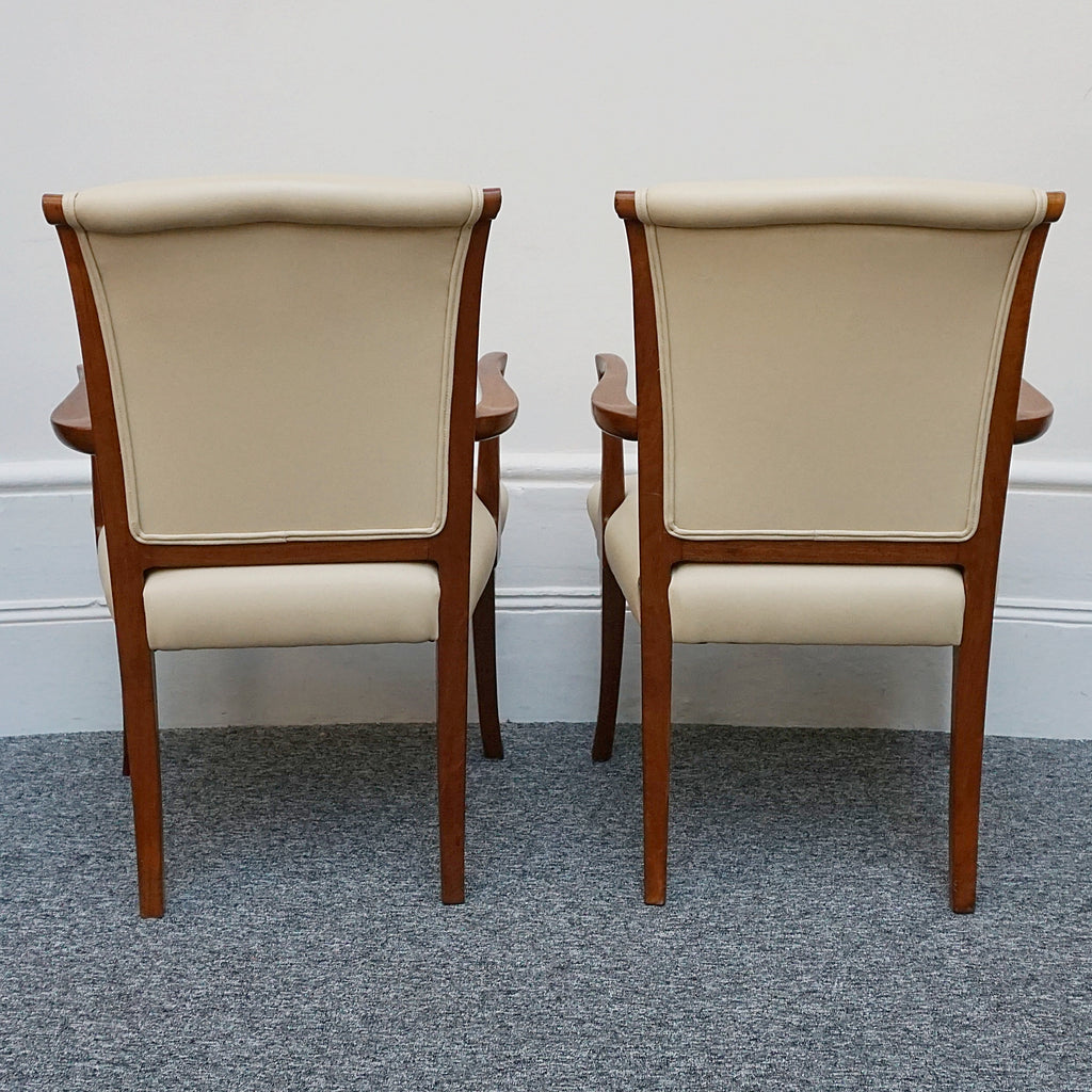 A Pair of Art Deco Side Chairs. Solid walnut, cream leather upholstery. 1930s seating. period chairs. art deco furniture - Jeroen Markies Art Deco