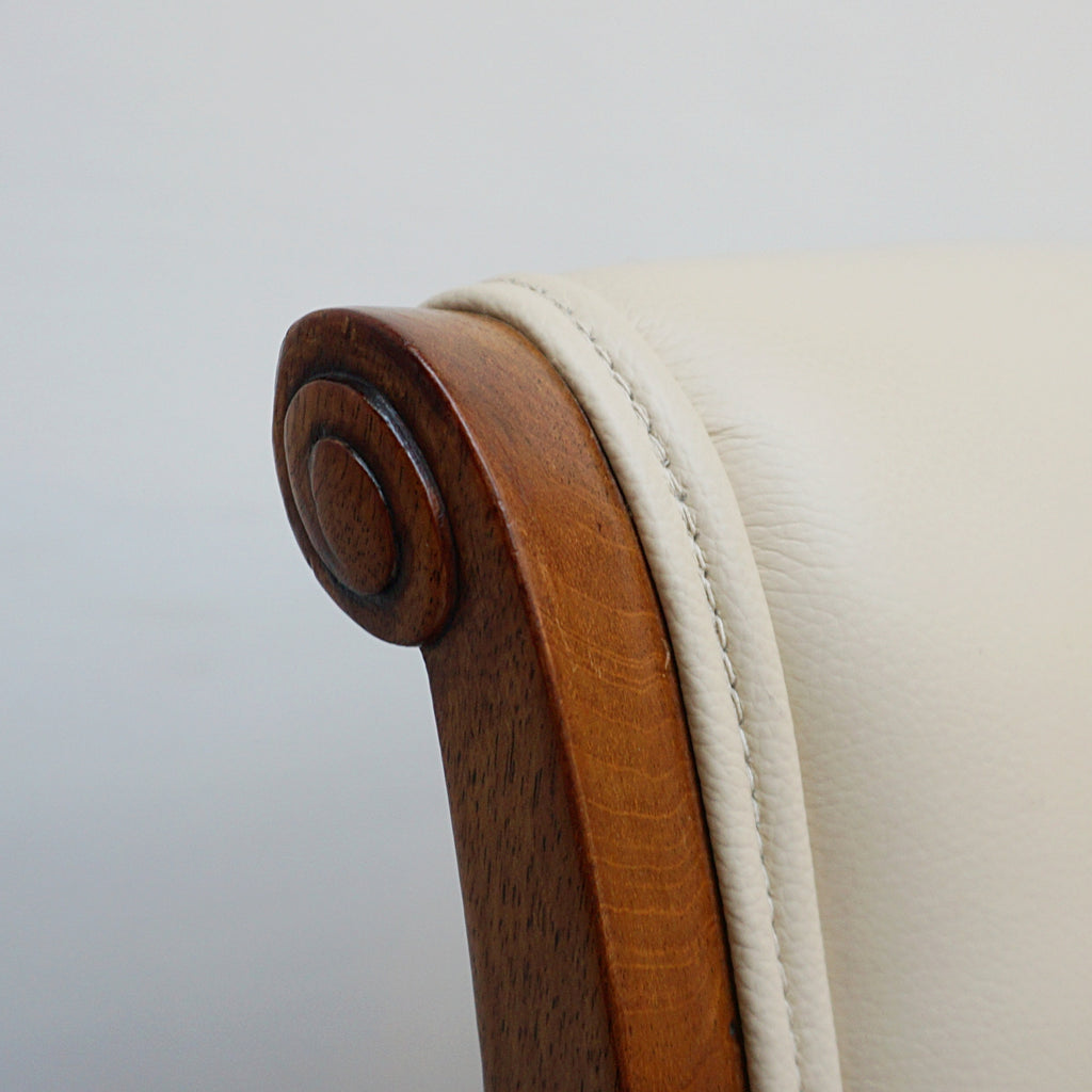 A Pair of Art Deco Side Chairs. Solid walnut, cream leather upholstery. 1930s seating. period chairs. art deco furniture - Jeroen Markies Art Deco