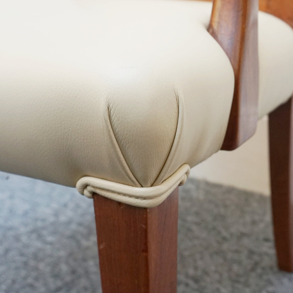 A Pair of Art Deco Side Chairs. Solid walnut, cream leather upholstery. 1930s seating. period chairs. art deco furniture - Jeroen Markies Art Deco