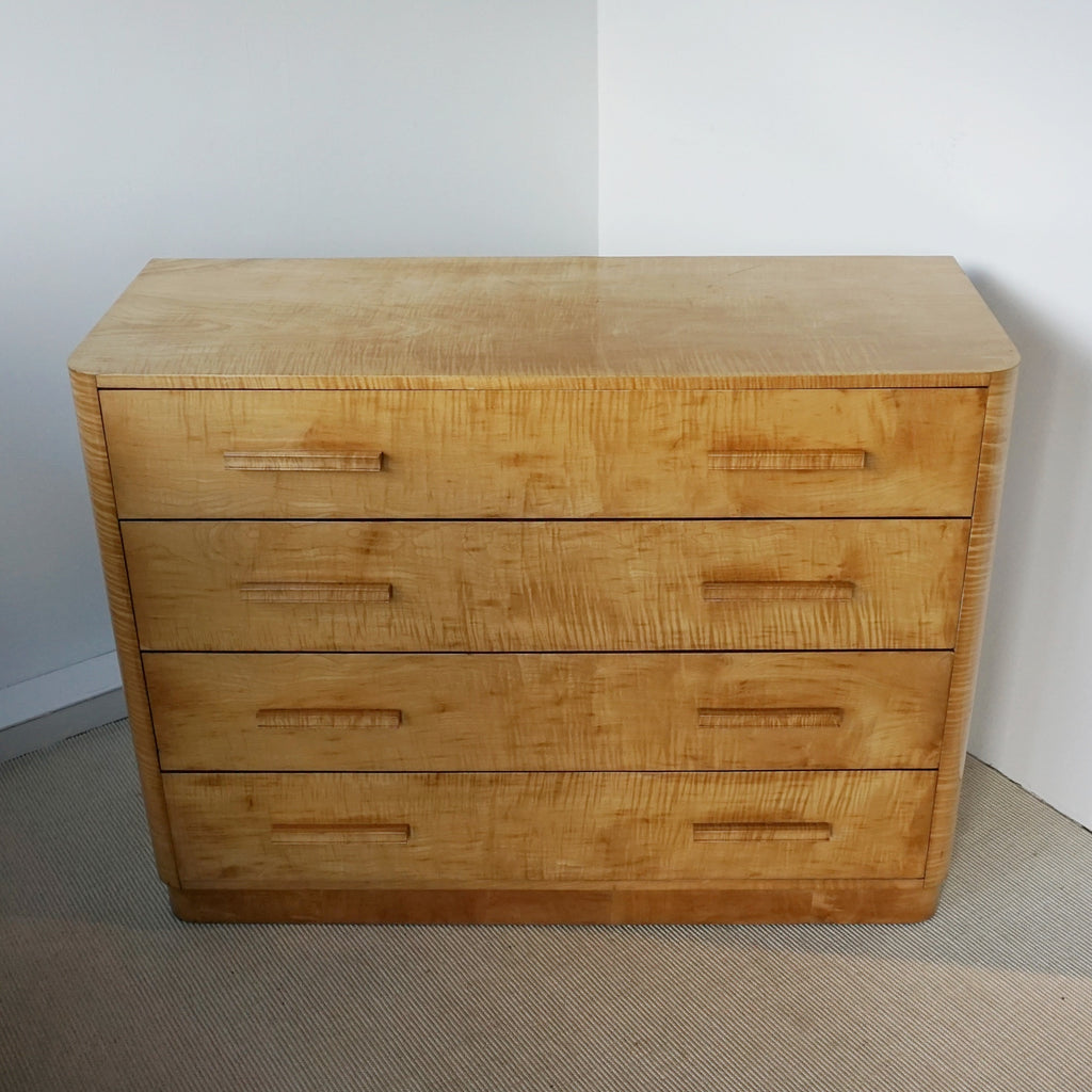 English Art Deco Satin Birch Chest of Drawers - 1930's - Jeroen Markies Art Deco 