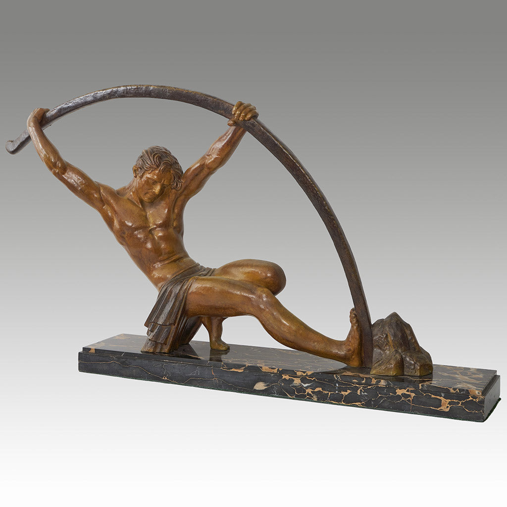 Large Athletic Semi Nude Male Sculpture by Demetre Chiparus - Jeroen Markies Art Deco