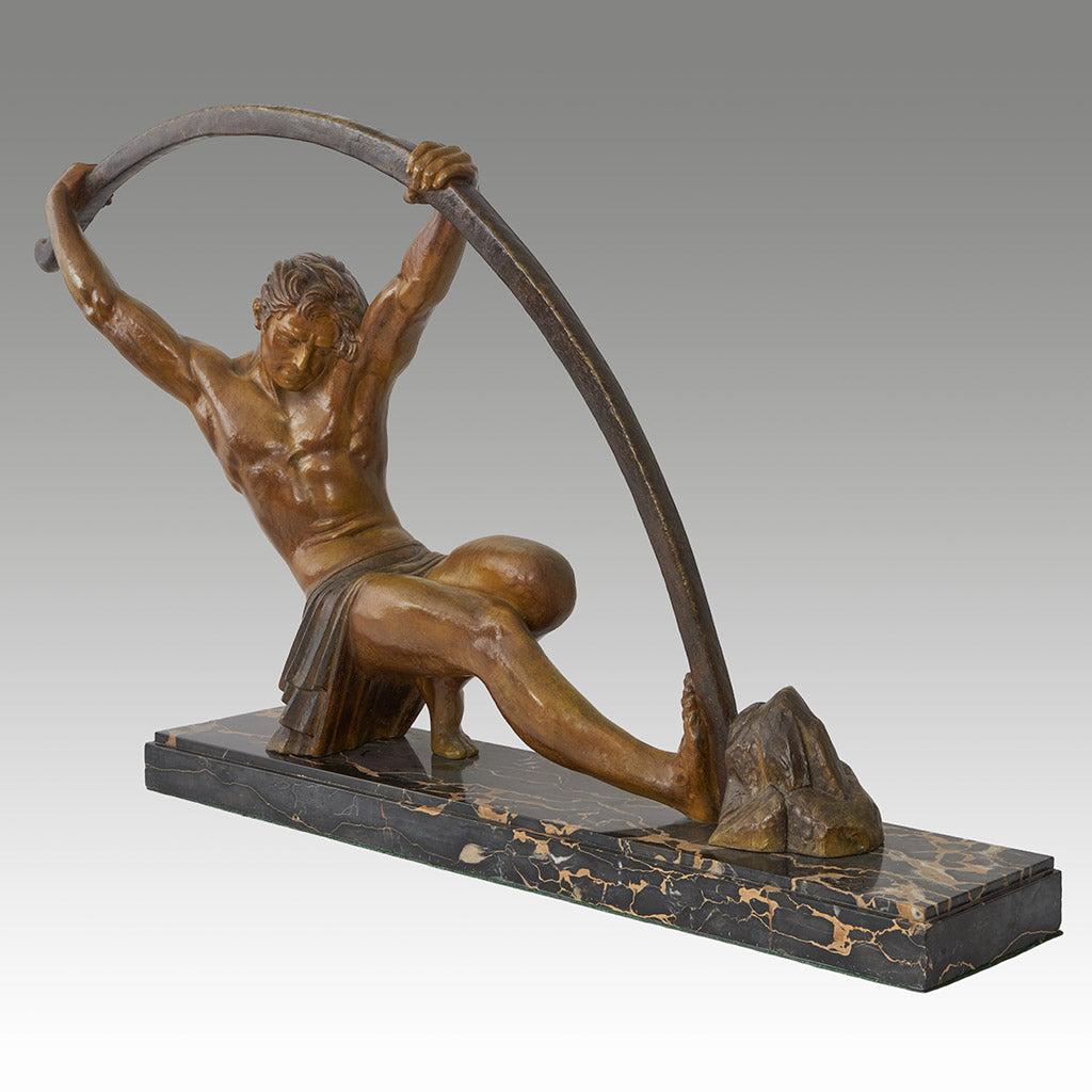 Large Athletic Semi Nude Male Sculpture by Demetre Chiparus - Jeroen Markies Art Deco