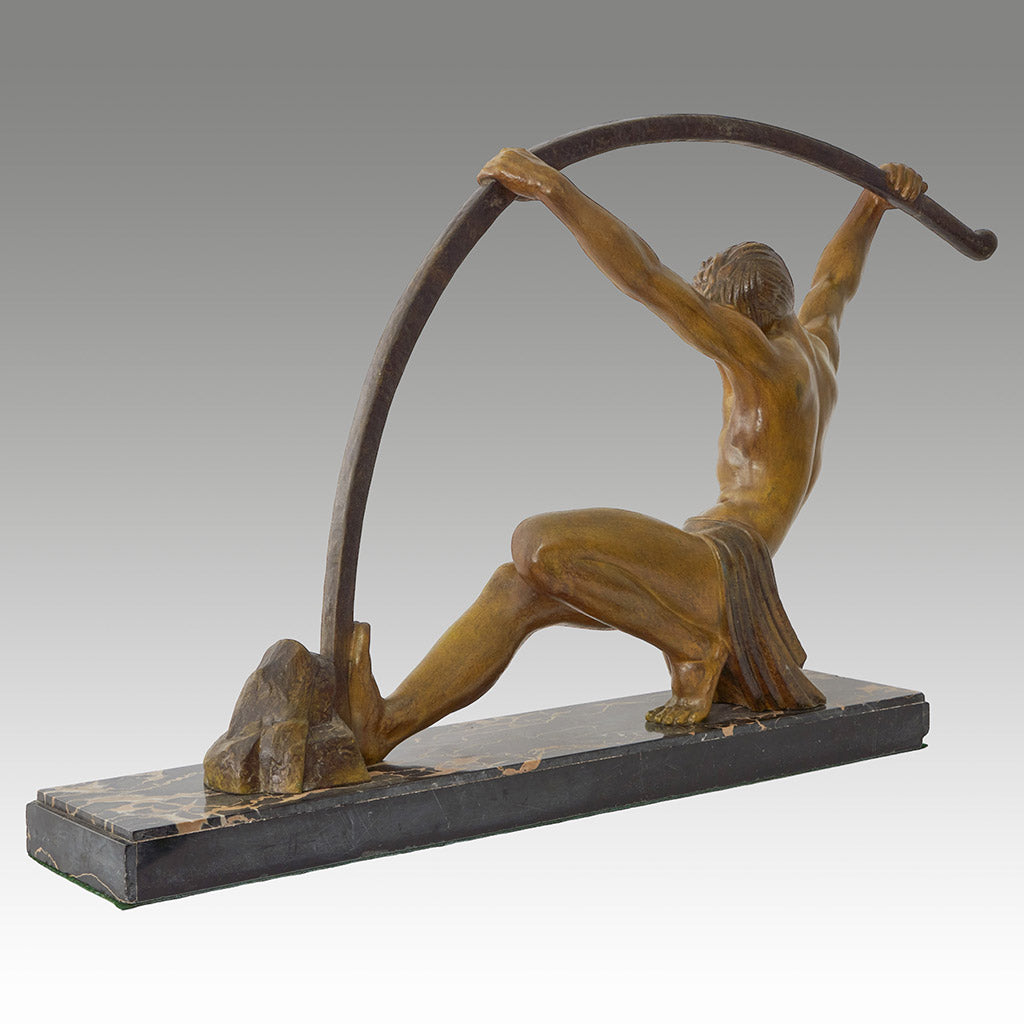 Large Athletic Semi Nude Male Sculpture by Demetre Chiparus - Jeroen Markies Art Deco