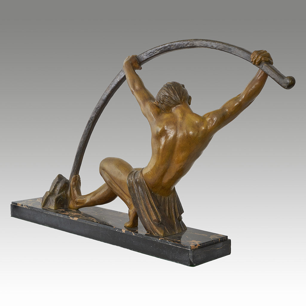 Large Athletic Semi Nude Male Sculpture by Demetre Chiparus - Jeroen Markies Art Deco