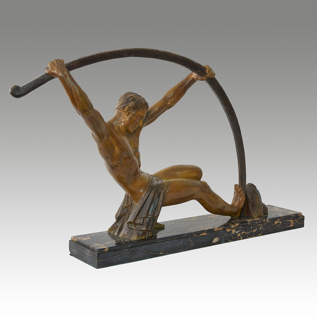 Large Athletic Semi Nude Male Sculpture by Demetre Chiparus - Jeroen Markies Art Deco