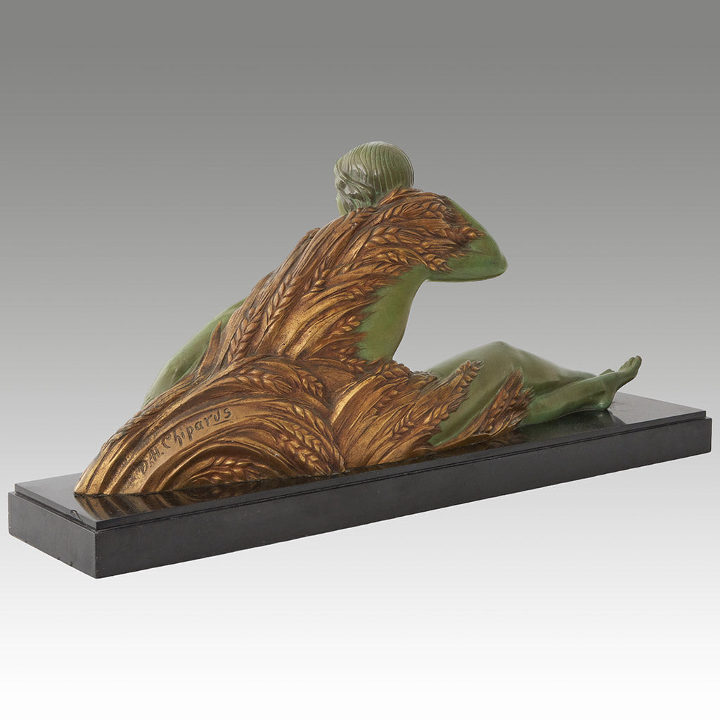 Large Original Art Deco Bronze Chiparus Sculpture Reclining Nude - Jeroen Markies Art Deco 