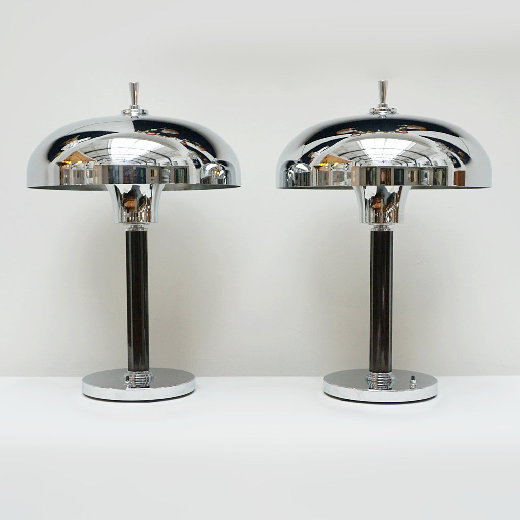Pair of Chromed lamps with black bakelite stem - Jeroen Markies Art Deco