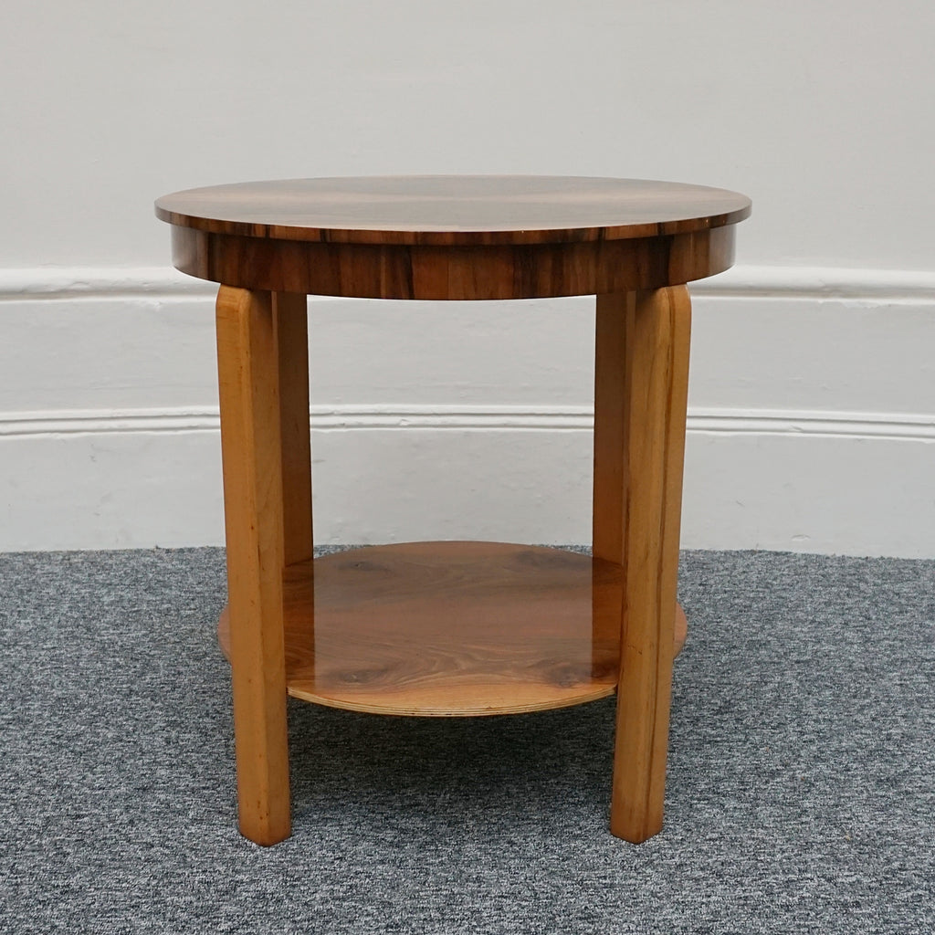 An Art Deco side table. Burr and figured walnut. Solid walnut legs. 1930s antique side table - Jeroen Markies Art Deco