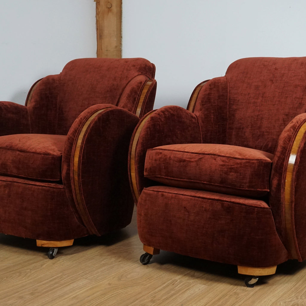 Pair of Original Art Deco Cloud Chairs - Markies Antiques Ltd 