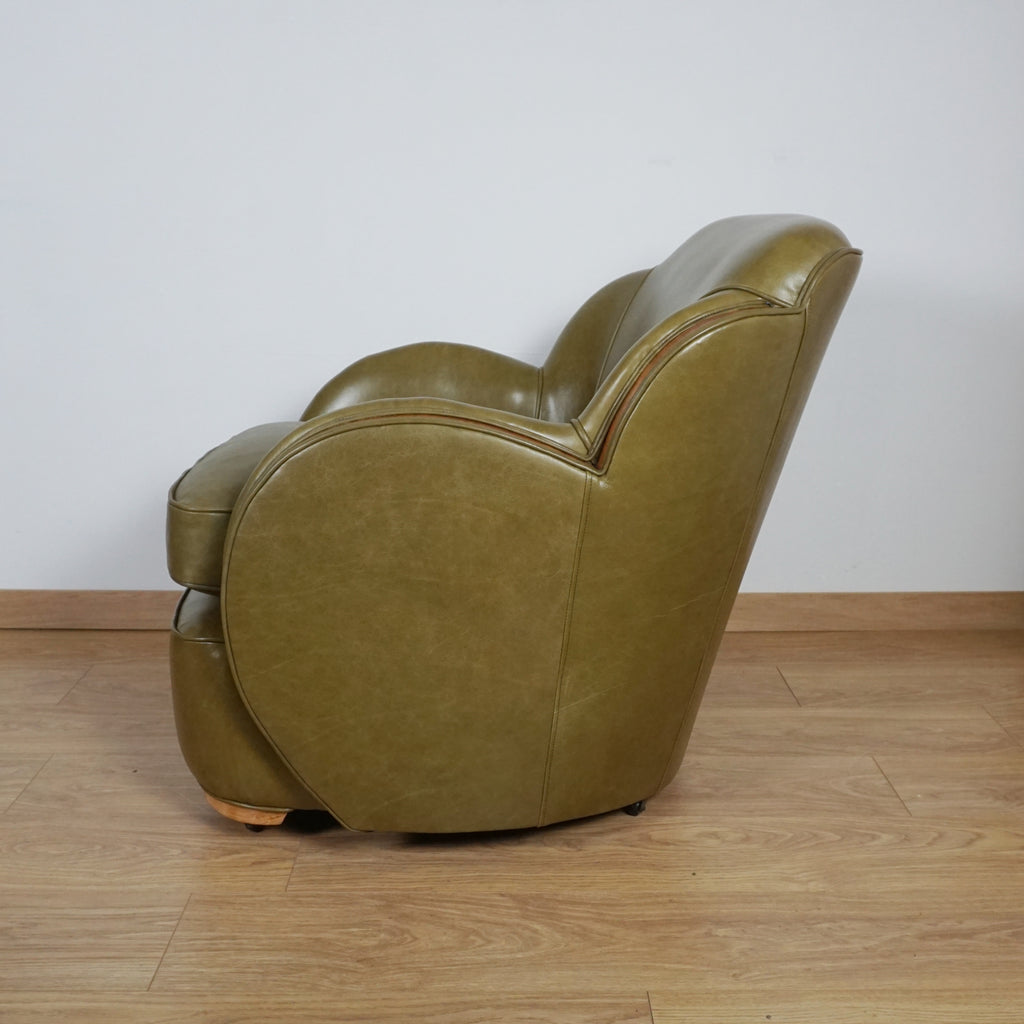 Pair of Olive Green Art Deco Lounge Chairs - Markies Antiques Ltd