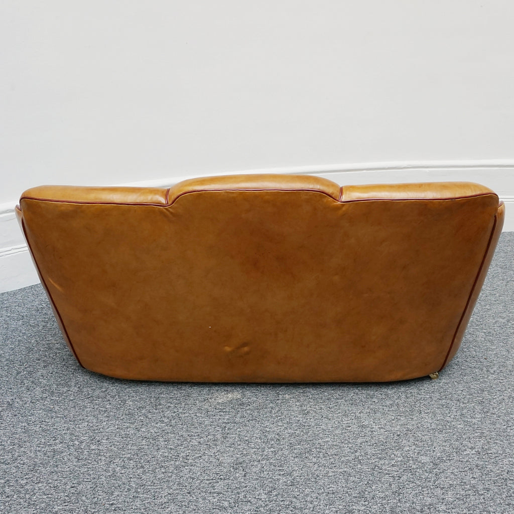Vintage Art Deco Brown Leather and Walnut Trim Sofa - Jeroen Markies Art Deco