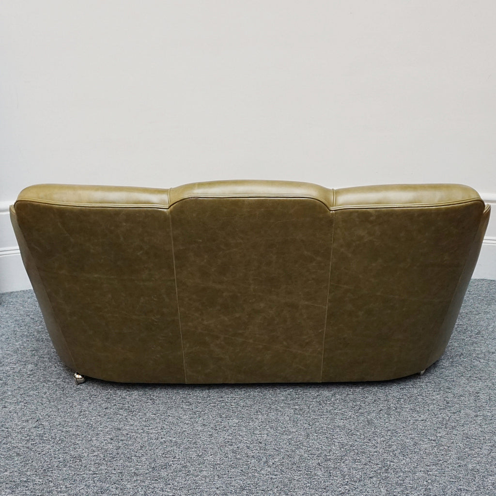 Original Art Deco Sofa with Olive Green Leather and Walnut Banding - Jeroen Markies Art Deco 
