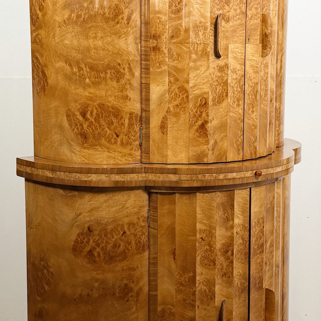 Harry  & Lou Epstein Cocktail Cabinet Burr Walnut Art Deco Drinks Bar - Markies Antiques ltd