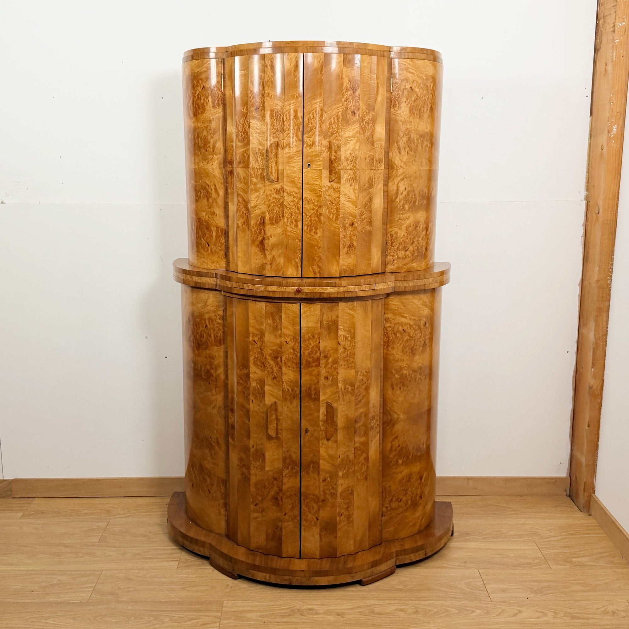 Harry  & Lou Epstein Cocktail Cabinet Burr Walnut Art Deco Drinks Bar - Markies Antiques ltd