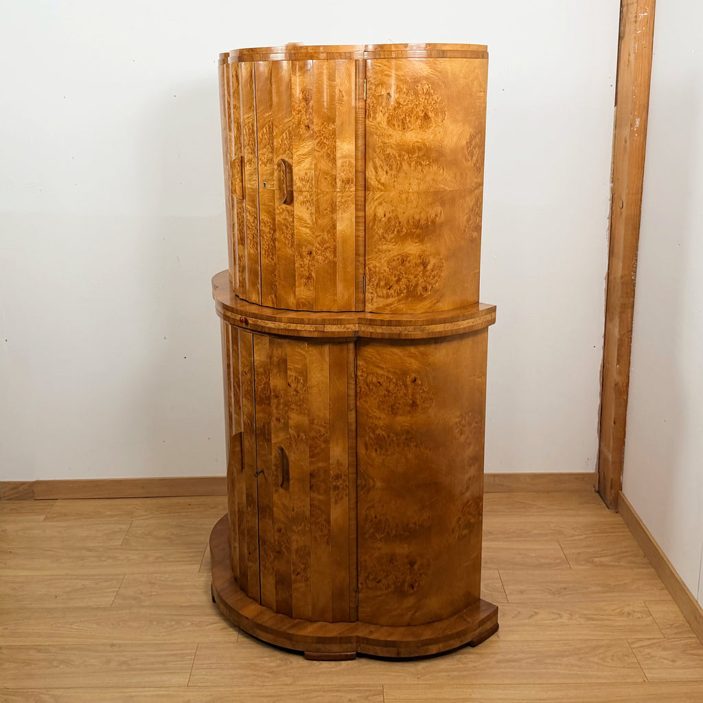 Harry  & Lou Epstein Cocktail Cabinet Burr Walnut Art Deco Drinks Bar - Markies Antiques ltd