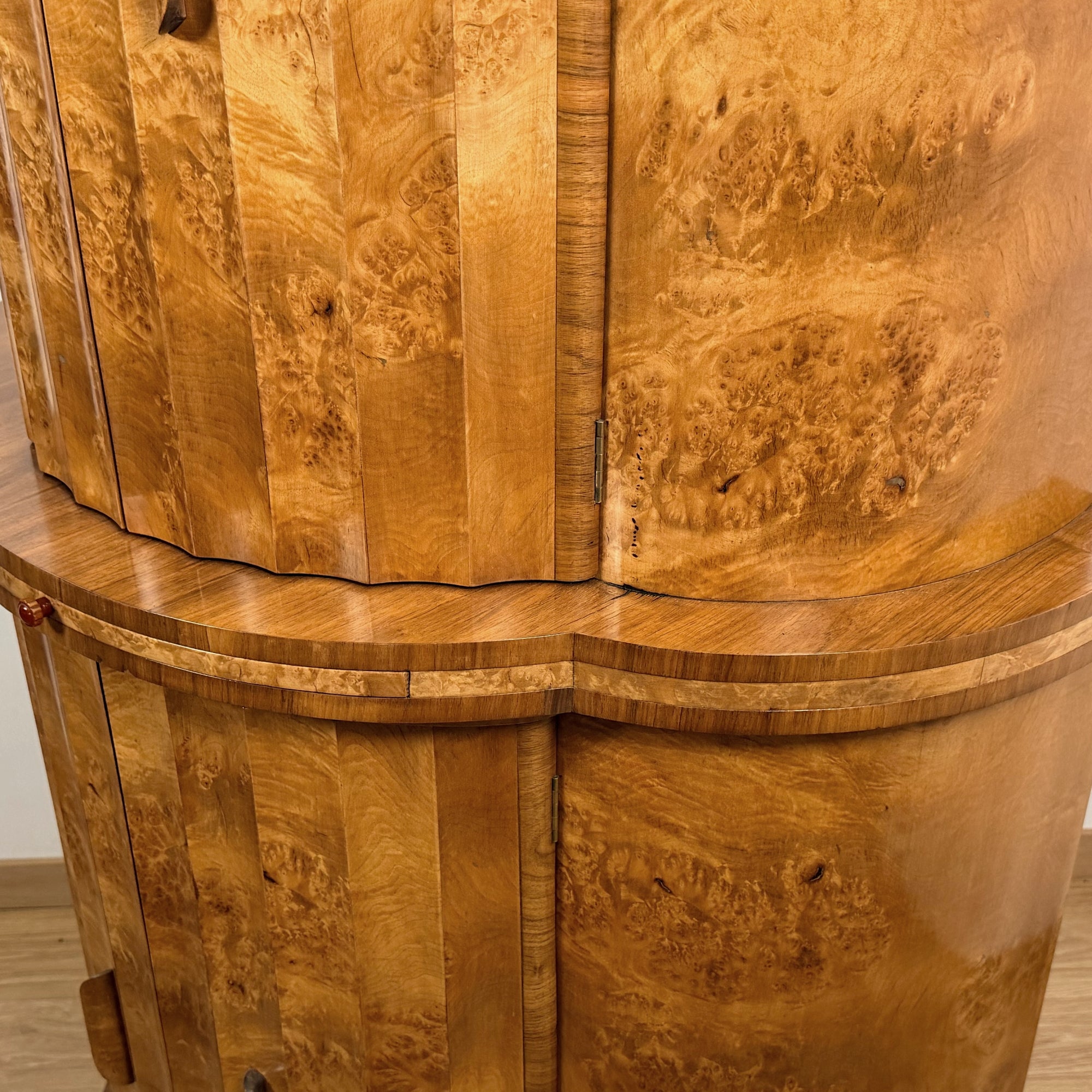 Harry  & Lou Epstein Cocktail Cabinet Burr Walnut Art Deco Drinks Bar - Markies Antiques ltd