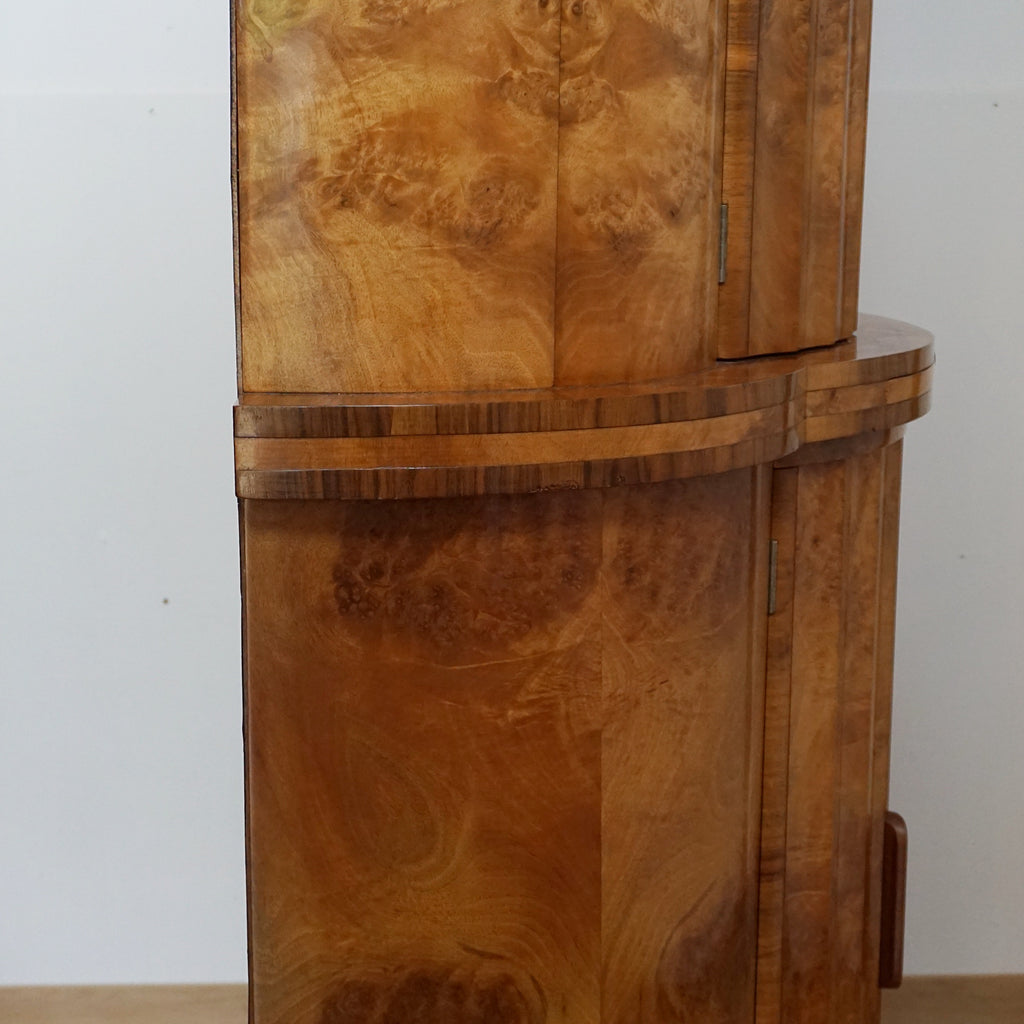 Burr Walnut Cocktail Cabinet - Original Art Deco Cocktail Bar - Markies Antiques 