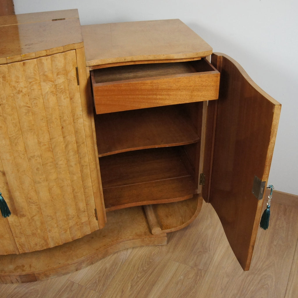 Art Deco Burr Walnut Cocktail Sidebord by Epstein Bros.