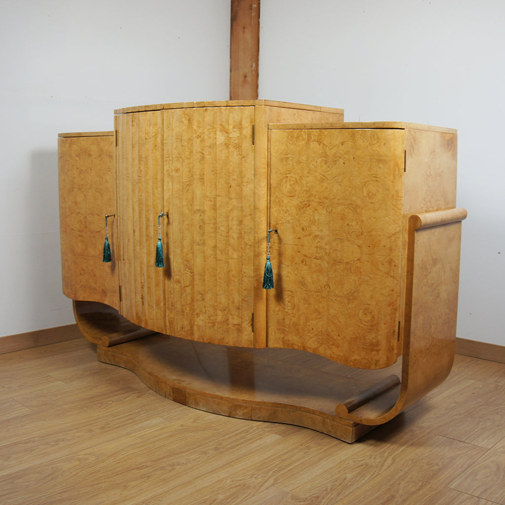 Art Deco Burr Walnut Cocktail Sidebord by Epstein Bros.