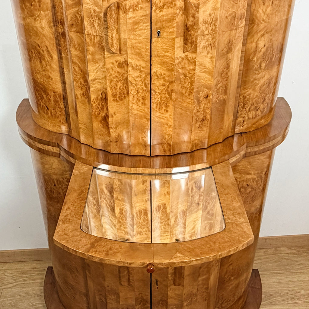 Harry  & Lou Epstein Cocktail Cabinet Burr Walnut Art Deco Drinks Bar - Markies Antiques ltd