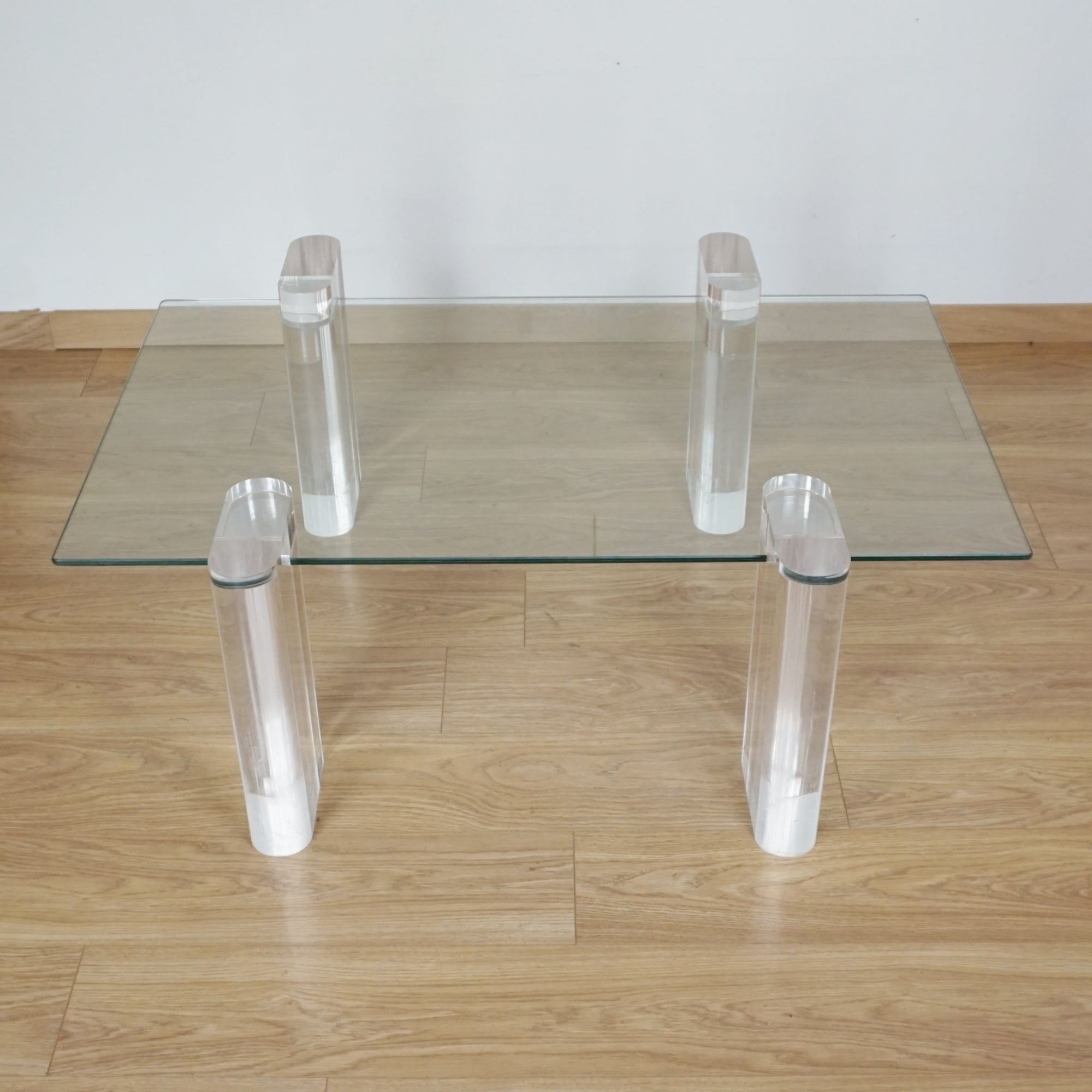 Original Karl Springer Lucite and Glass Coffee Table - Markies Antiques Ltd 