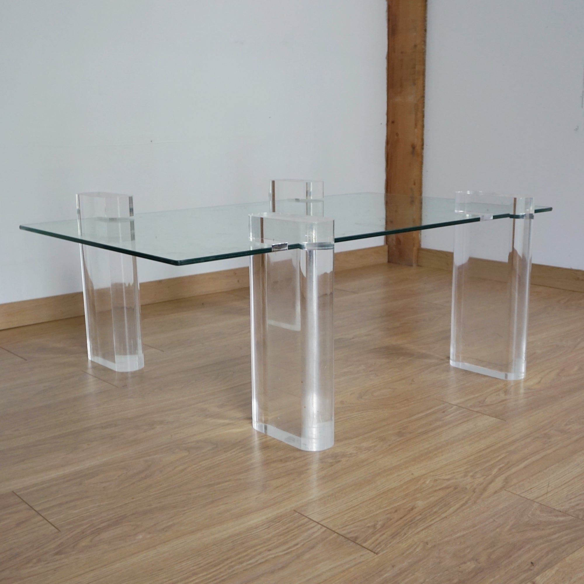 Original Karl Springer Lucite and Glass Coffee Table - Markies Antiques Ltd 
