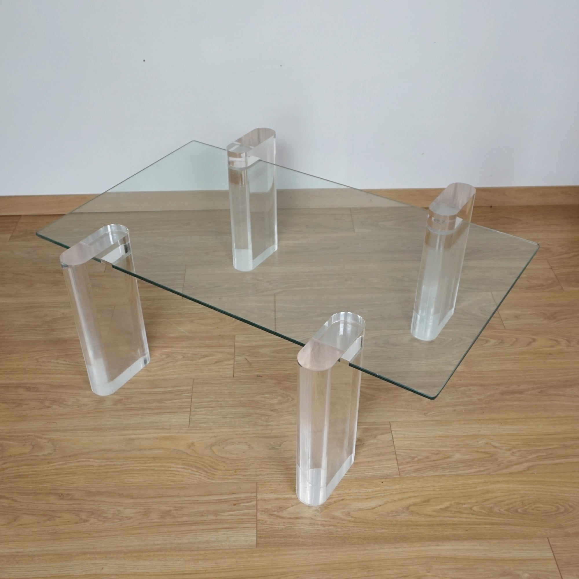 Original Karl Springer Lucite and Glass Coffee Table - Markies Antiques Ltd 