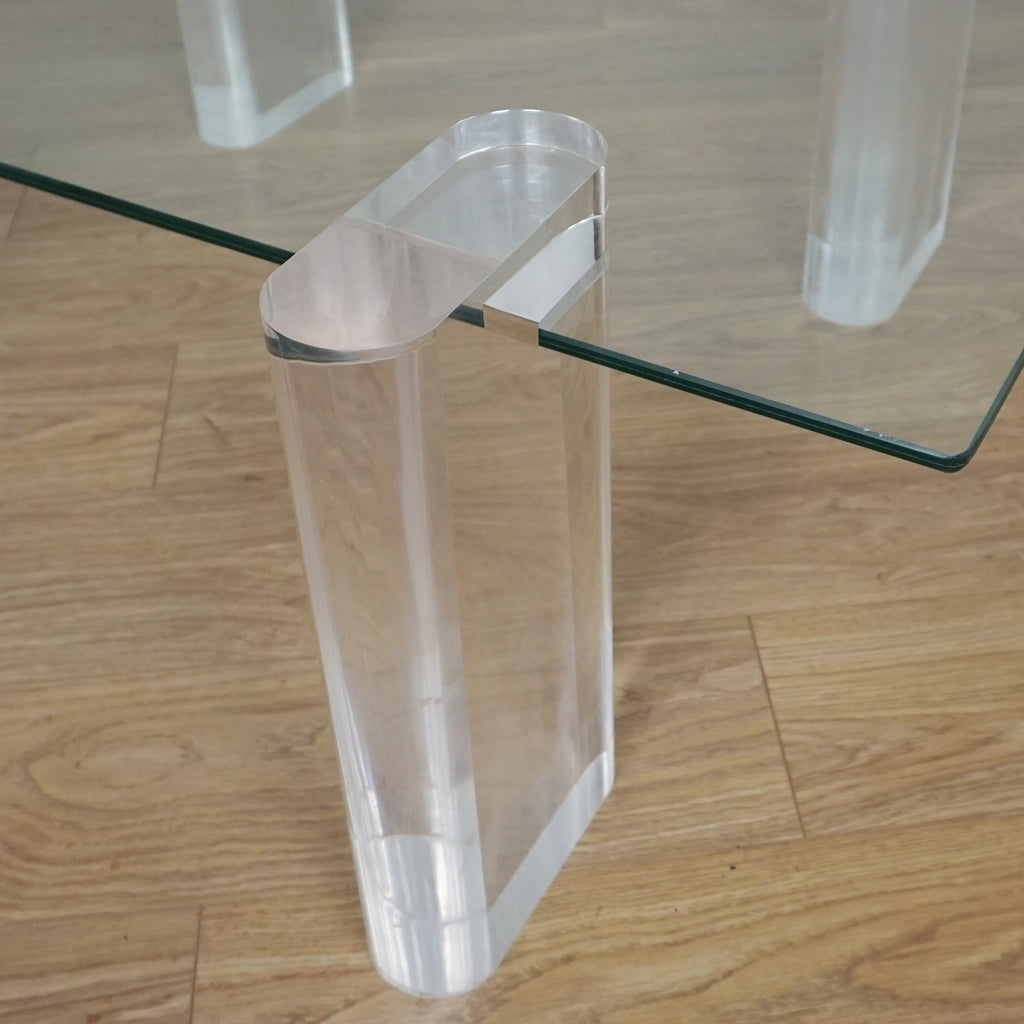 Original Karl Springer Lucite and Glass Coffee Table - Markies Antiques Ltd 