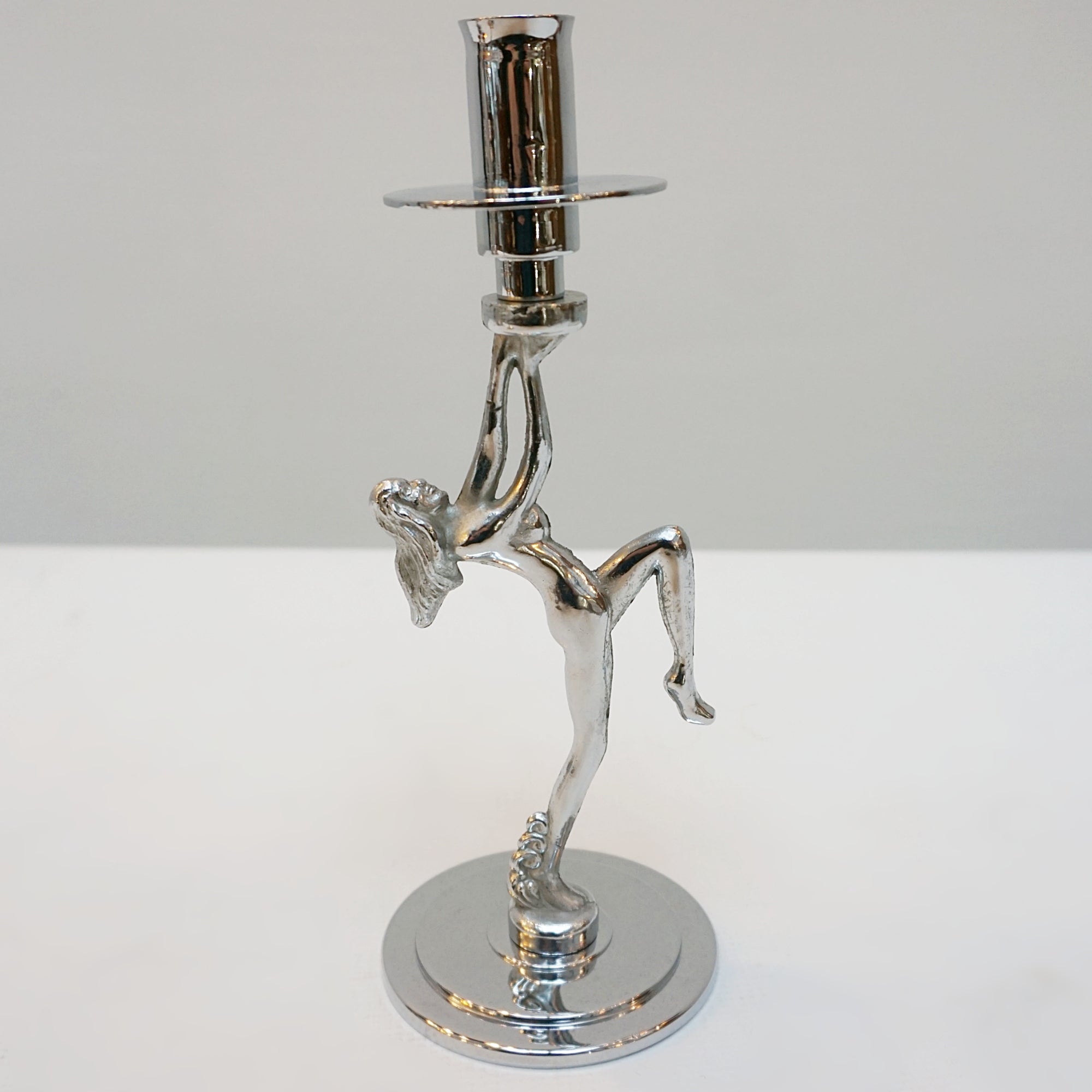 A Pair of Chromed figural Art Deco style candlesticks - Jeroen Markies Art Deco