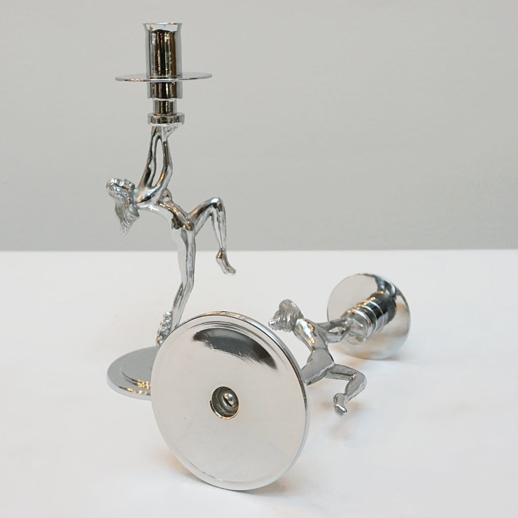 A Pair of Chromed figural Art Deco style candlesticks - Jeroen Markies Art Deco