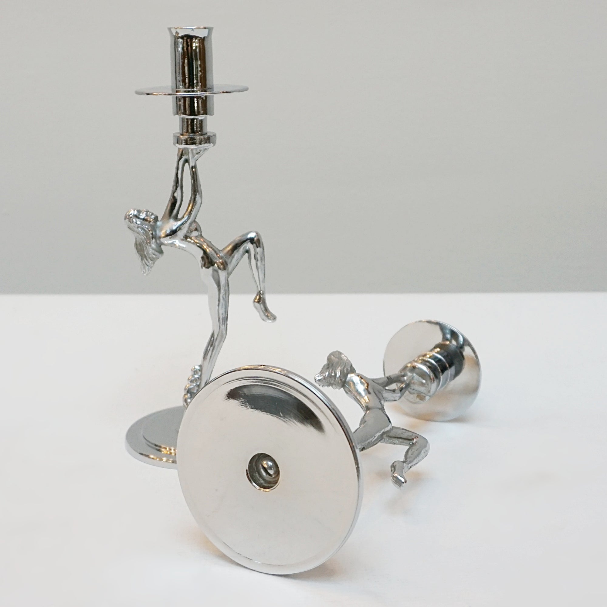 A Pair of Chromed figural Art Deco style candlesticks - Jeroen Markies Art Deco