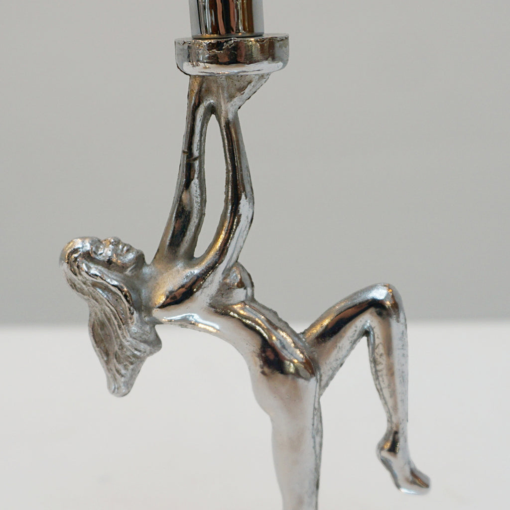 A Pair of Chromed figural Art Deco style candlesticks - Jeroen Markies Art Deco