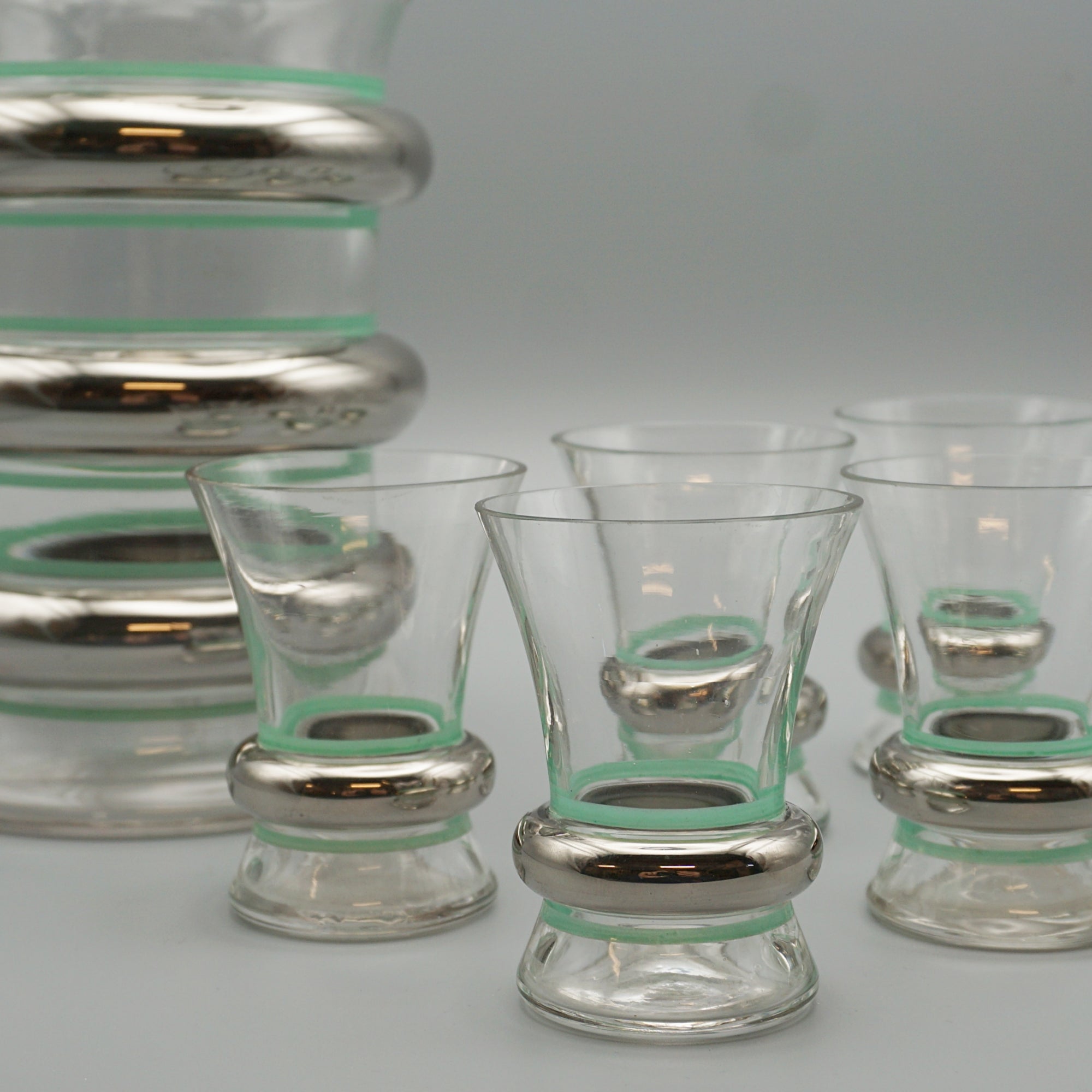 Art Deco Silver Plate and Glass Decanter Set