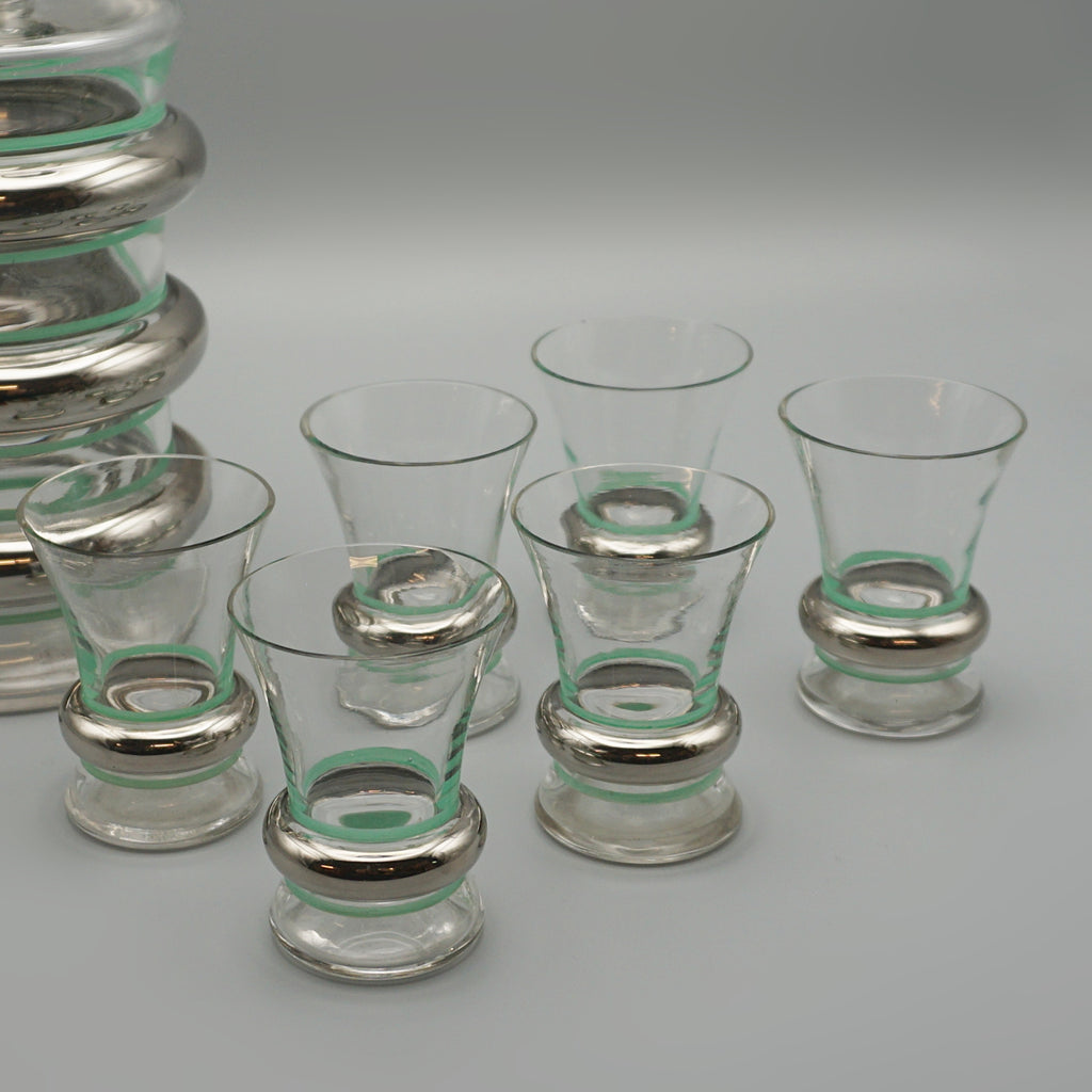 Art Deco Silver Plate and Glass Decanter Set