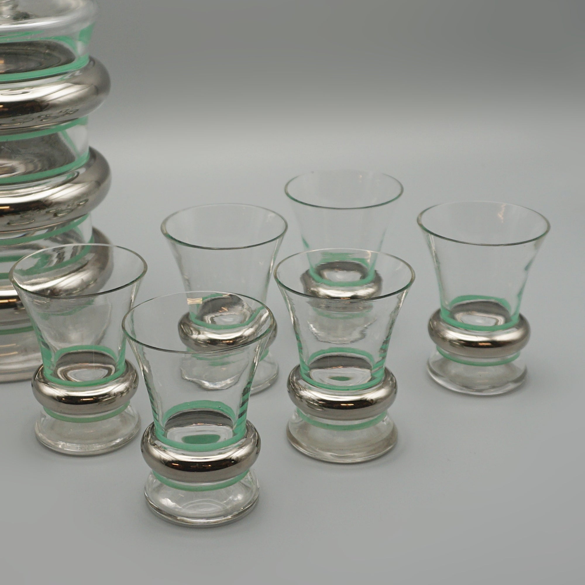 Art Deco Silver Plate and Glass Decanter Set