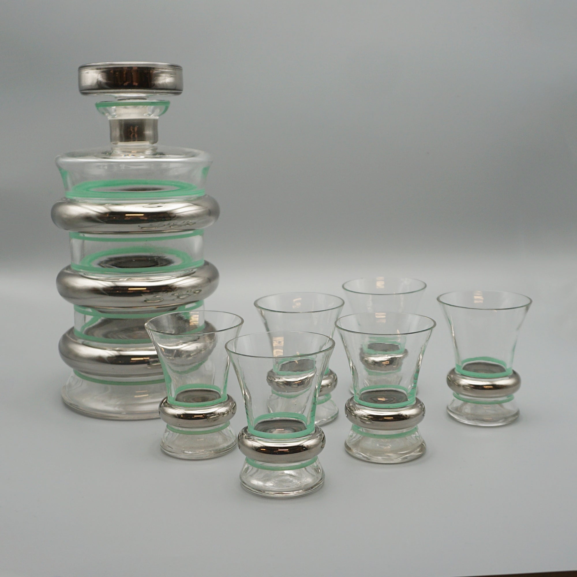 Art Deco Silver Plate and Glass Decanter Set