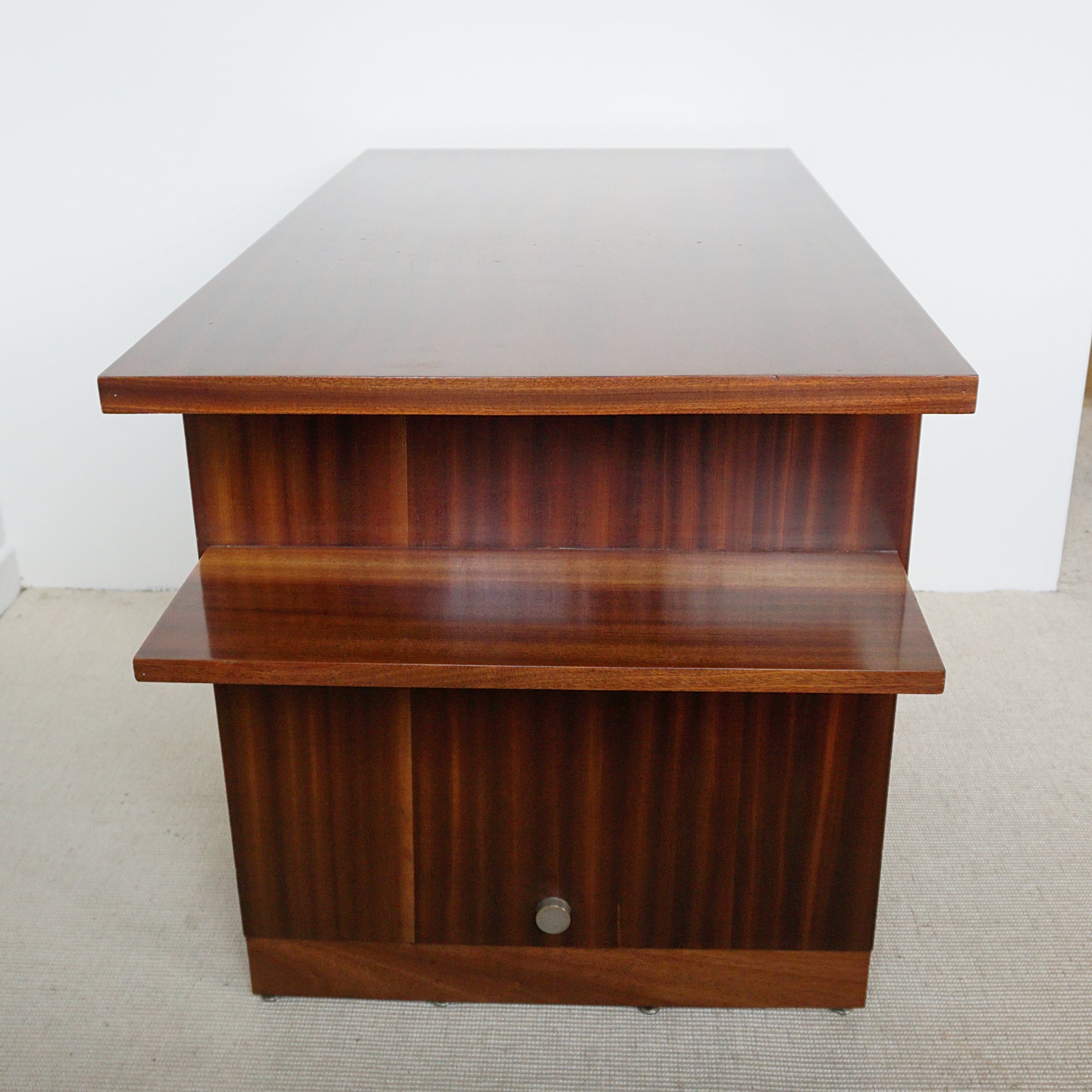 Art Deco Mahogany Desk with Original Brass Handles, 1930's. Flame mahogany - Jeroen Markies Art Deco
