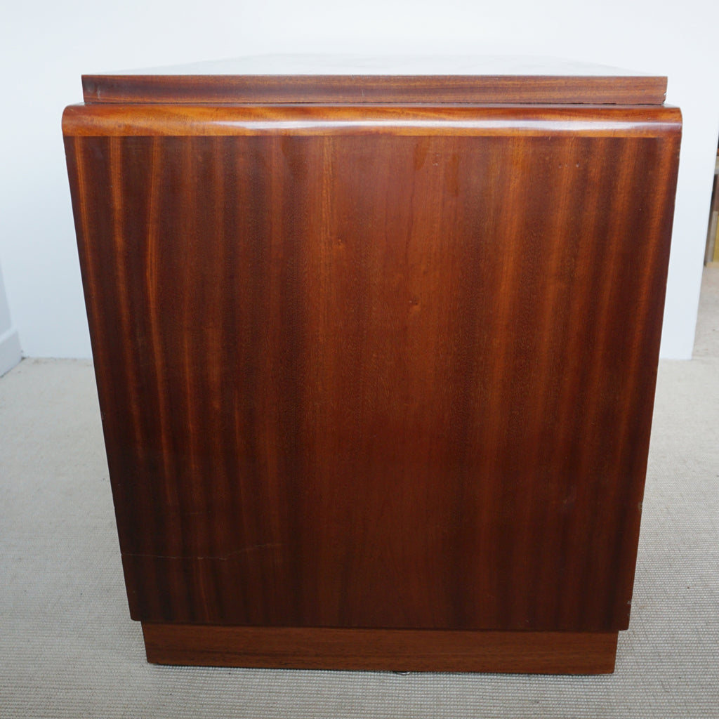 Art Deco Mahogany Desk with Original Brass Handles, 1930's. Flame mahogany - Jeroen Markies Art Deco