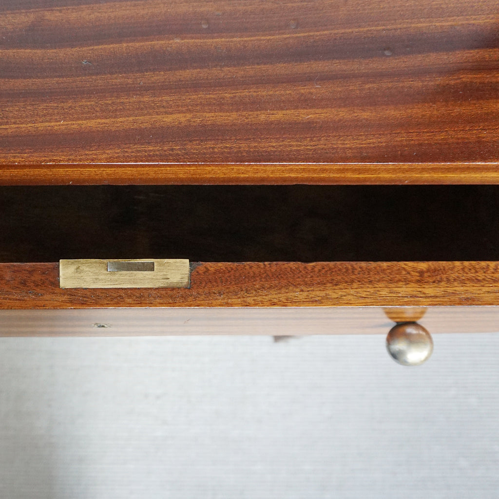 Art Deco Mahogany Desk with Original Brass Handles, 1930's. Flame mahogany - Jeroen Markies Art Deco