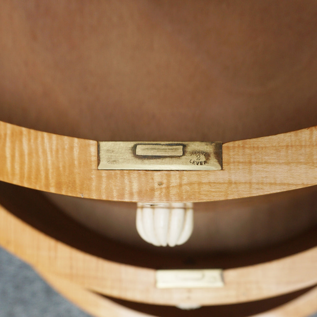 An Art Deco Desk by Betty Joel. Satin birch veneered with macassar ebony banding to base. Glass mirrored top with original ivory hand carved shell handles. 1930 dressing table, art deco desk - Jeroen Markies Art Deco