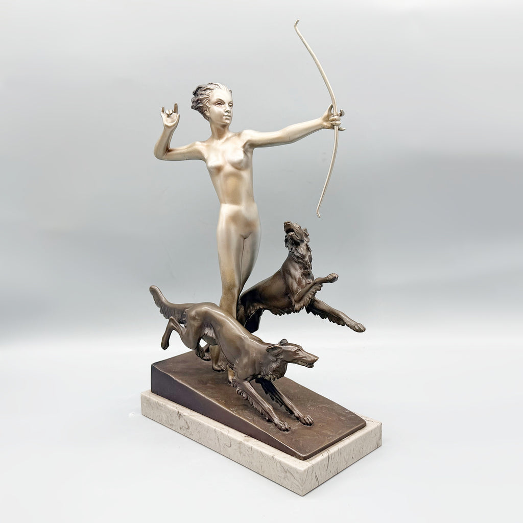 Diana the Huntress Josef Lorenzl Art Deco Bronze Sculpture - Markies Antiques Ltd