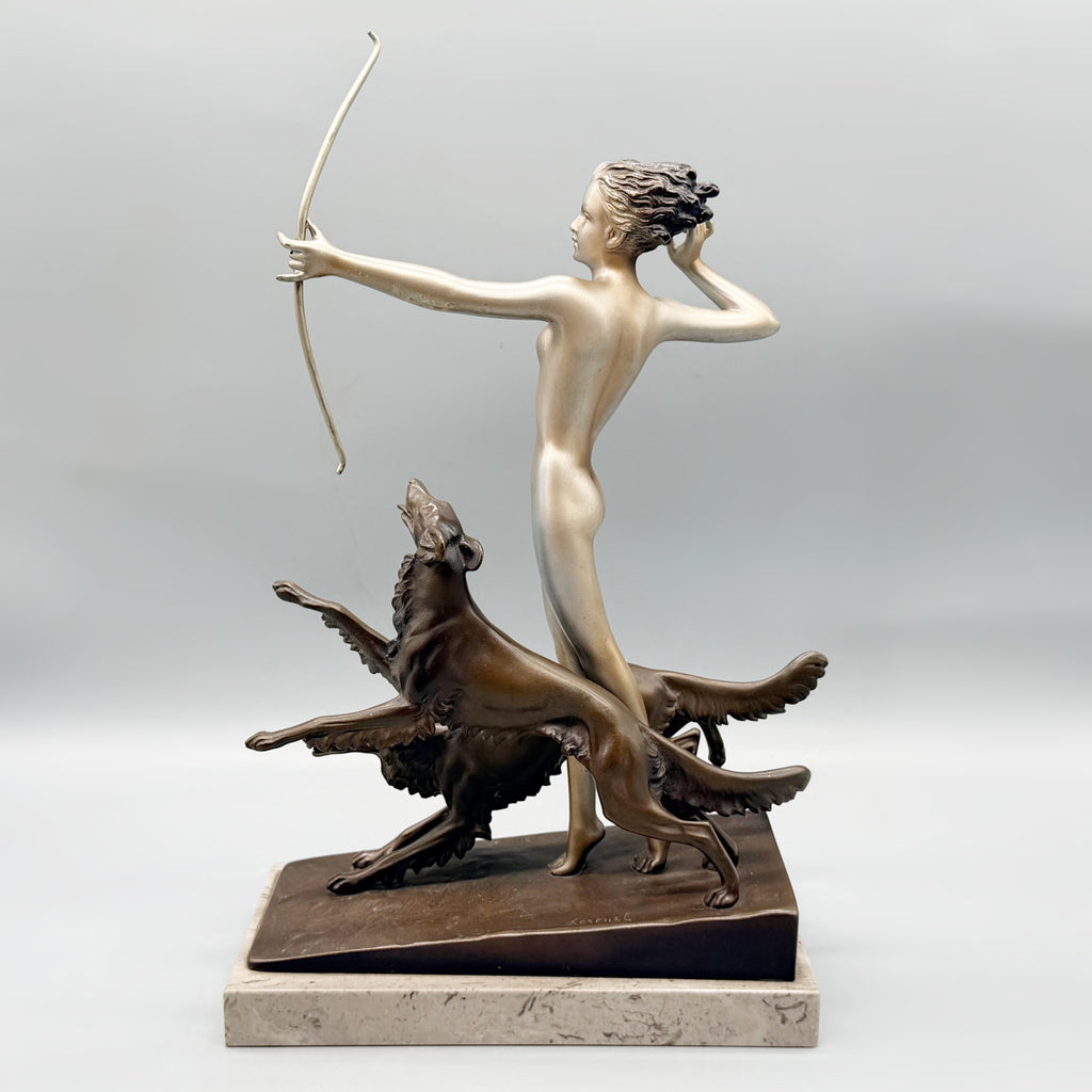 Diana the Huntress Josef Lorenzl Art Deco Bronze Sculpture - Markies Antiques Ltd