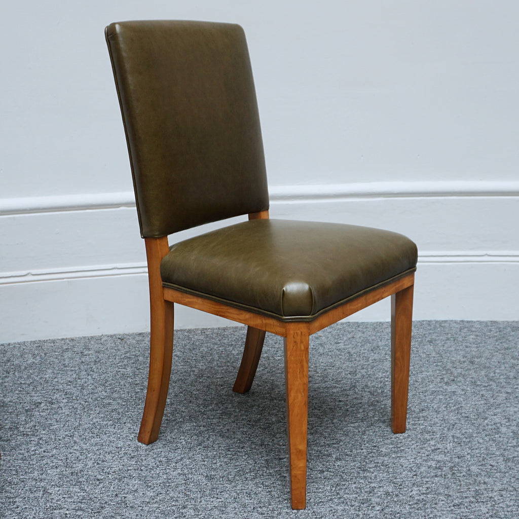 Vintage Art Deco Ten Seater Waring & Gillow Satinwood and Green Leather Dining Suite - Art Deco Dining Table and Ten Chairs - Jeroen Markies Art Deco